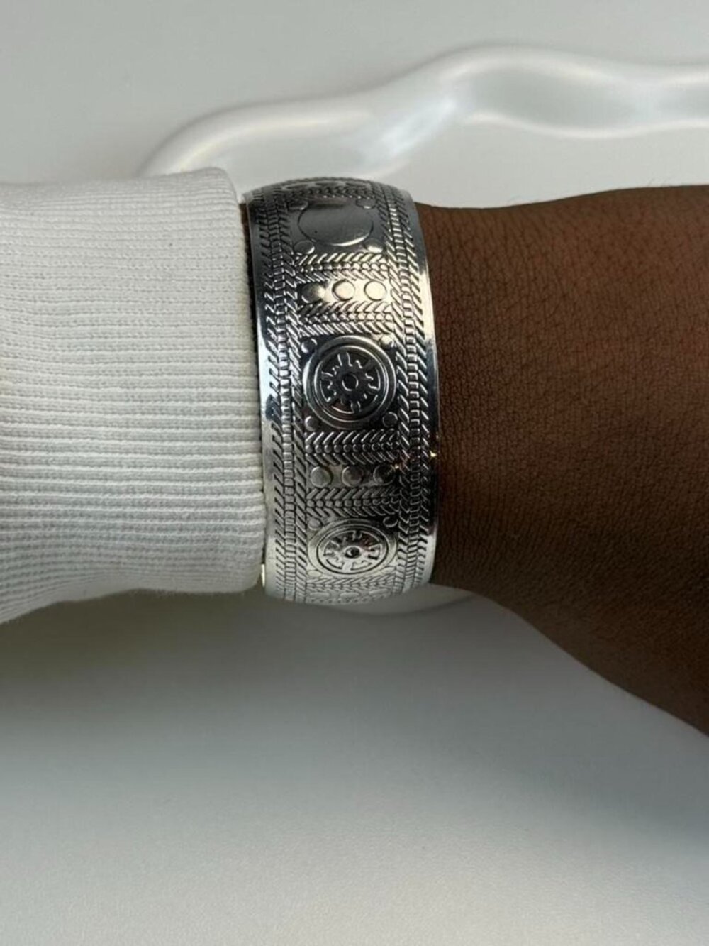 Silver Engraved Bangle Bracelet